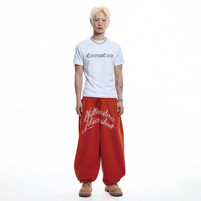 Lettering Balloon Sweatpants - RED