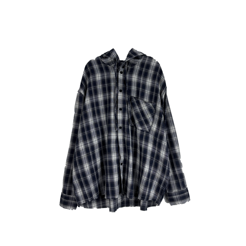 vely gingham hooded shirt