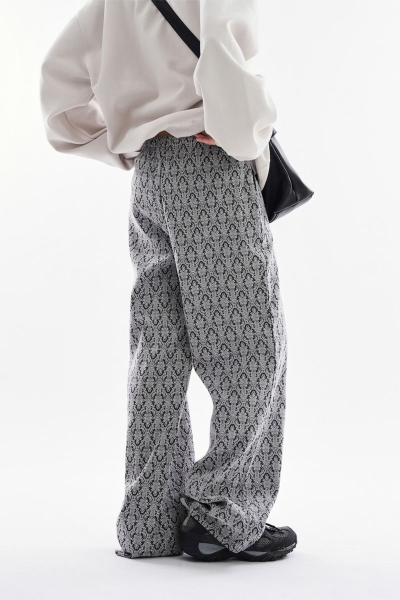 Ancient jacquard wide banding pants