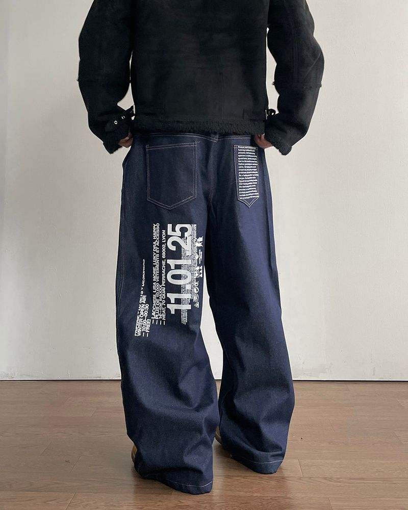 Leon Lettering Denim Pants