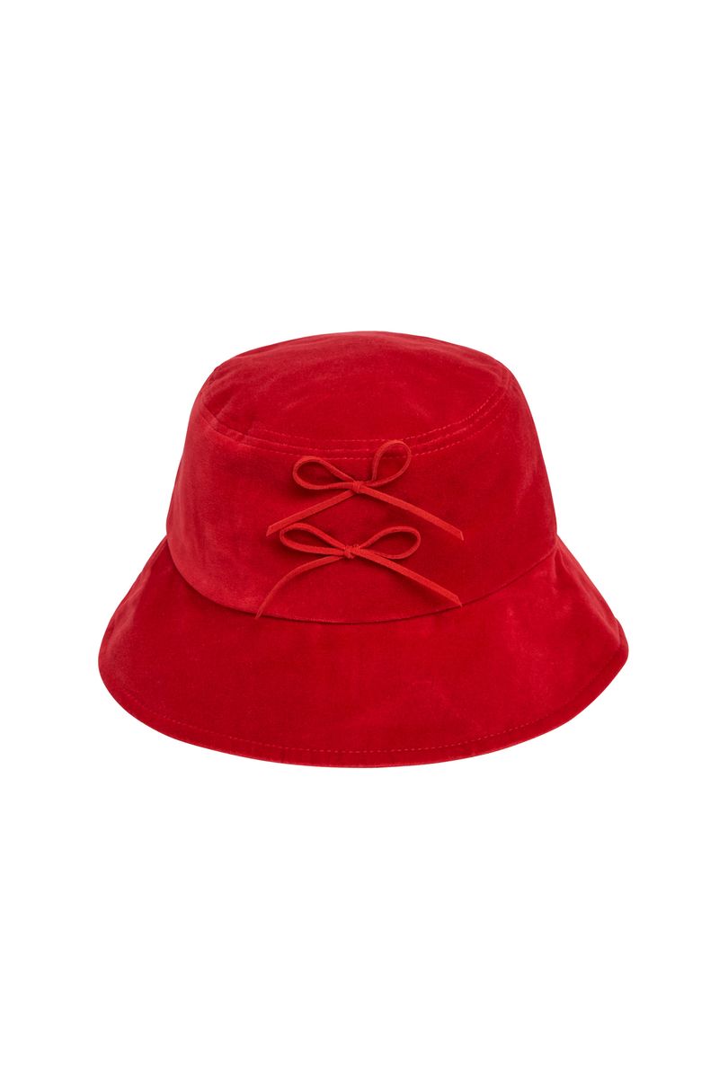 RIBBON VELVET HAT / RED