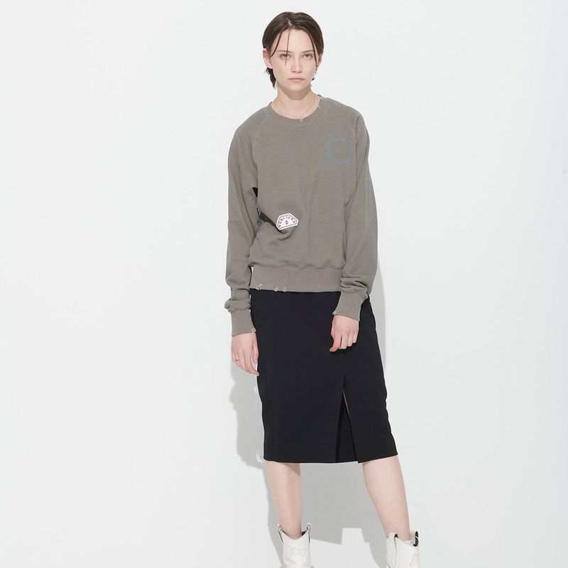 PUBLICKA X（パブリカエックス）の「 [UNISEX] FLORRA DEMAGE SWEATSHIRT, DIMGREY（Tops）」