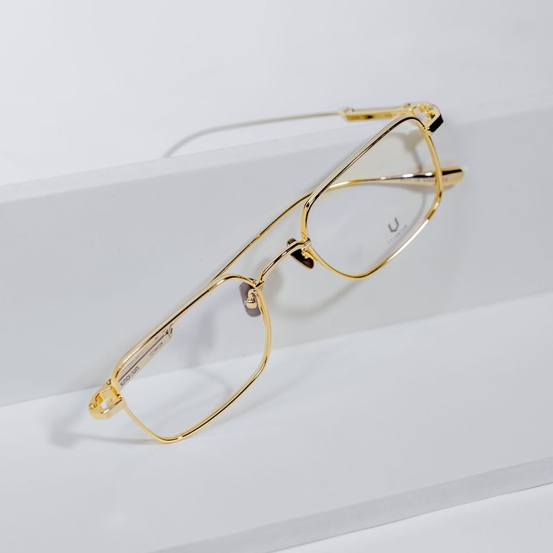 Knouun Square titanium glasses CODE. 102. D Gold
