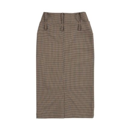0 7 double waist check skirt