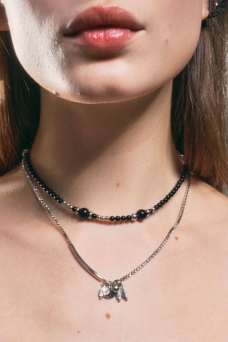 NO.333 [SILVER] BLACK PEARL NECKLACE