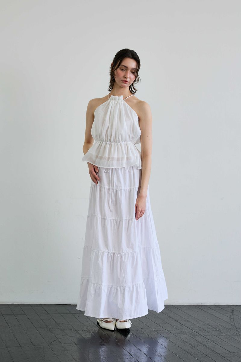 PEARL HALTERNECK TOP / WHITE