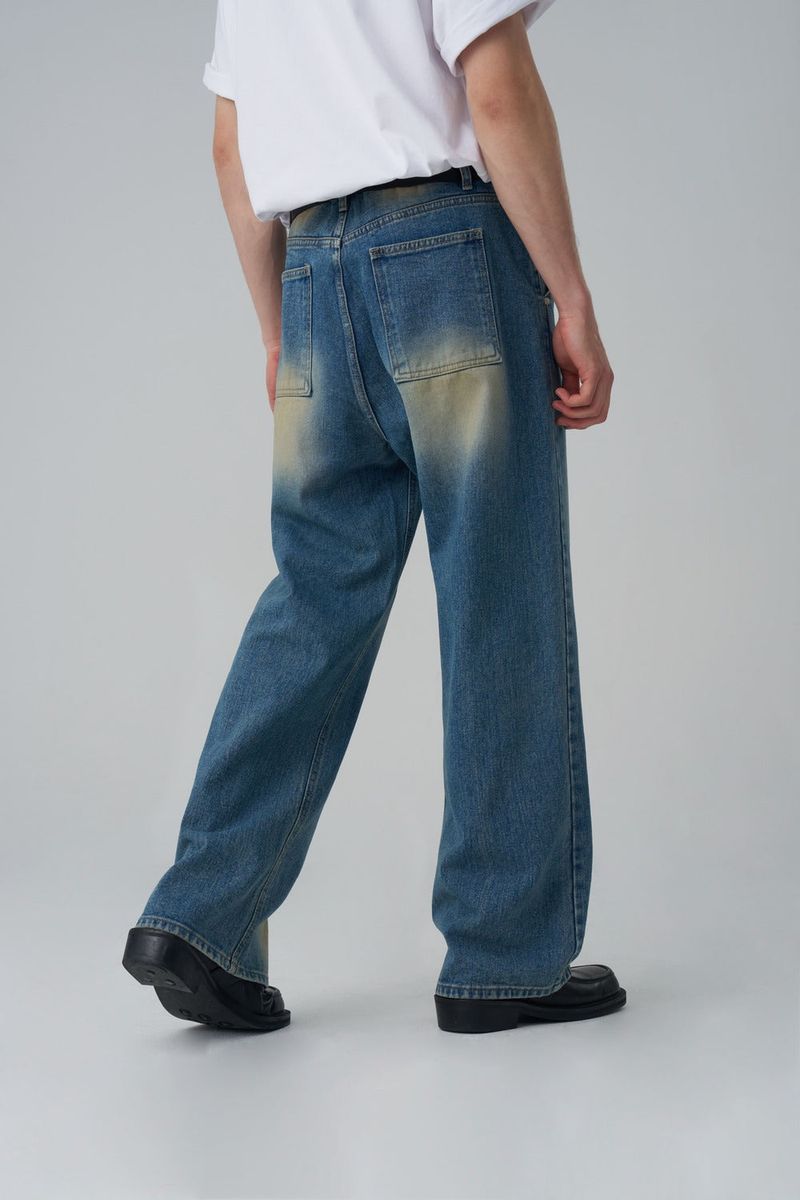 Retro-washed denim pants