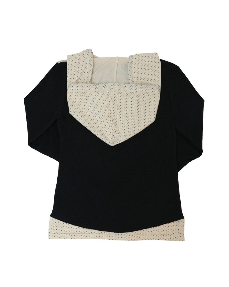 dot wrap layered hoodie / black