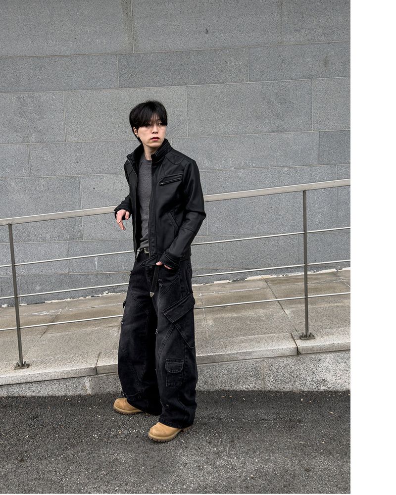 Sel Distressed Cargo Wide Denim