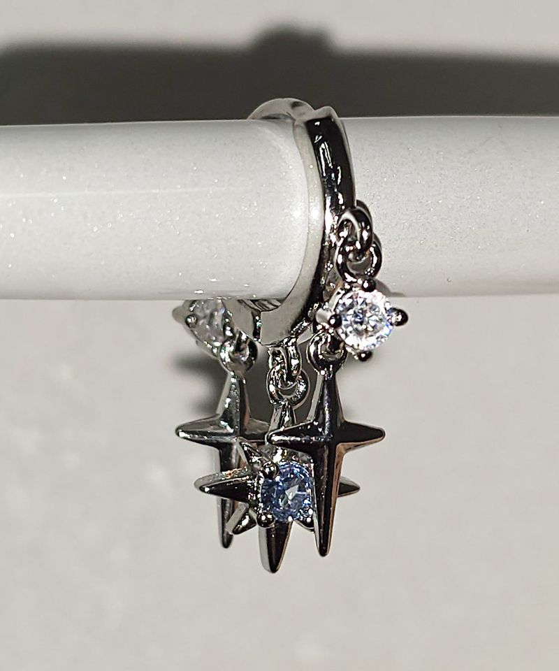 Milky Blue Star Ring Earring 1PC