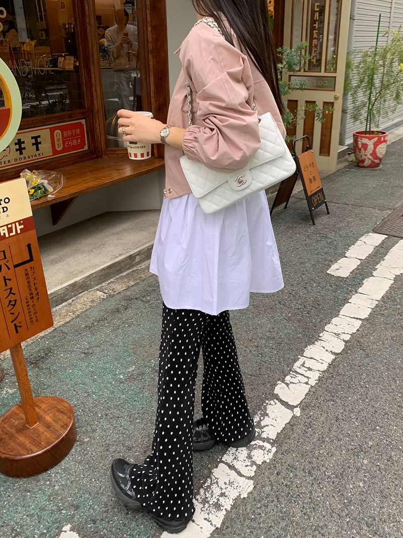 [MADE] Dot Pleated Long Bootcut Pants