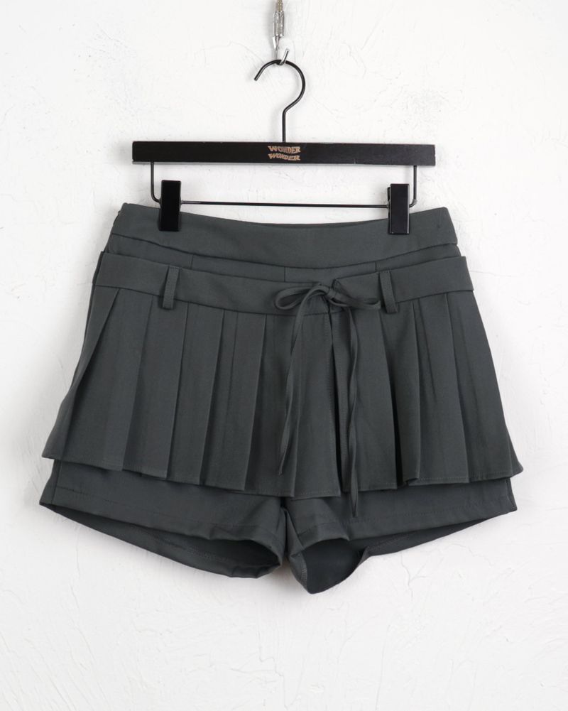 Wicca two-way ribbon pants pleated mini skirt