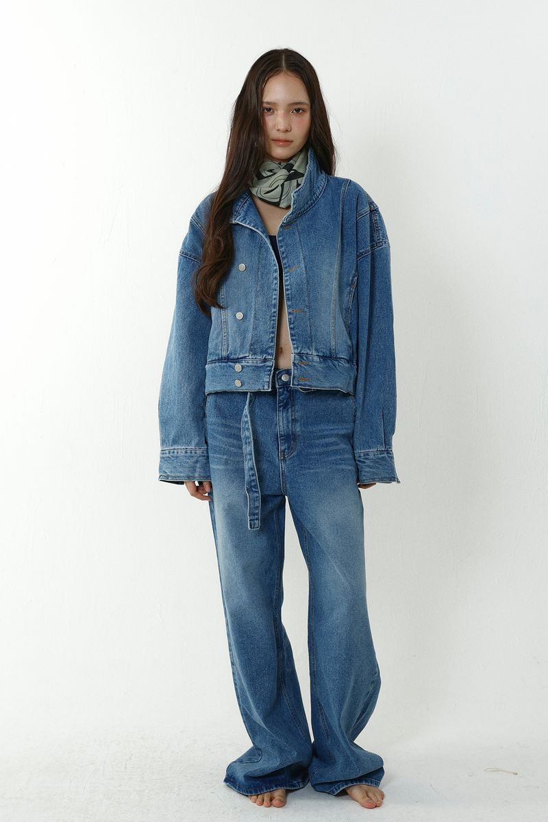 OBLIQUE DENIM JACKET_BLUE