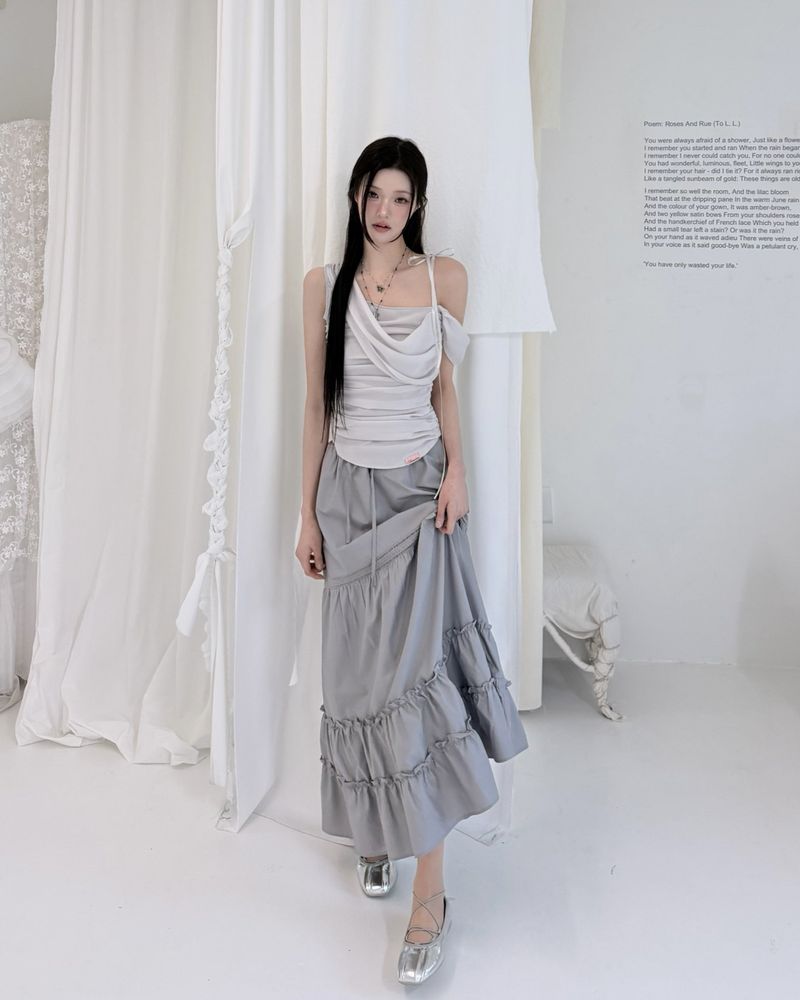 Glow Chiffon Shirred Sleeveless Blouse