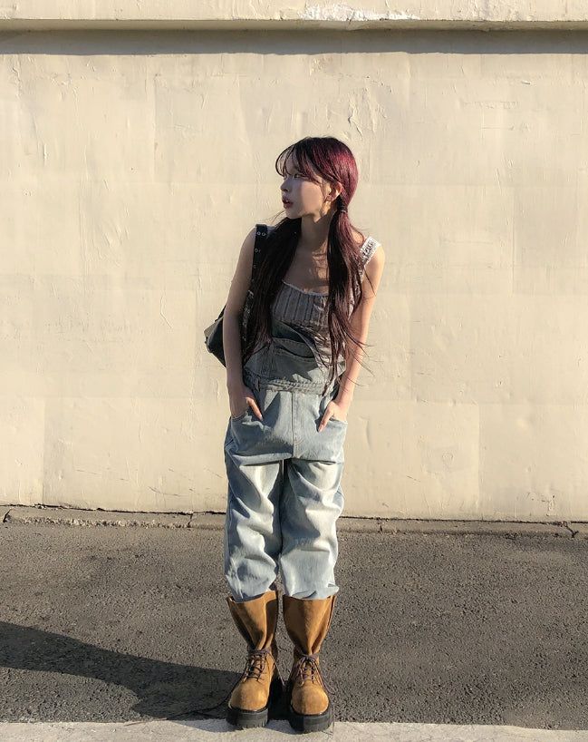 Risen Denim Wide Overalls