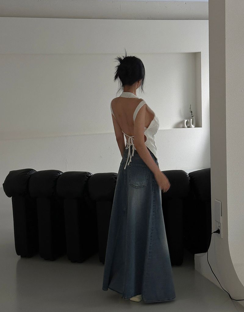 Denim Maxi Long Skirt