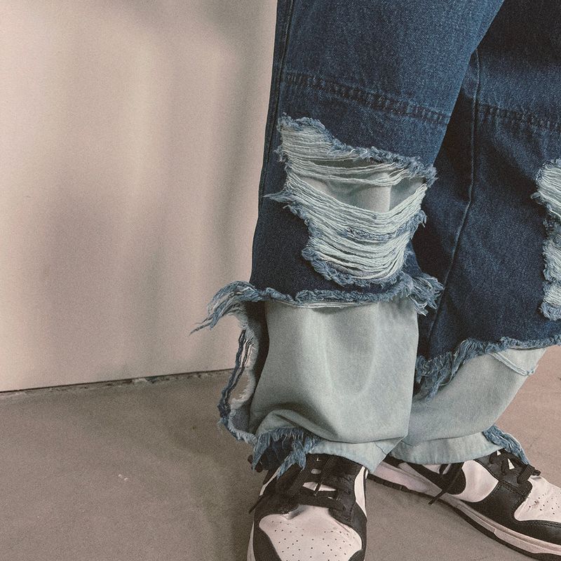 bleach denim pants_blue