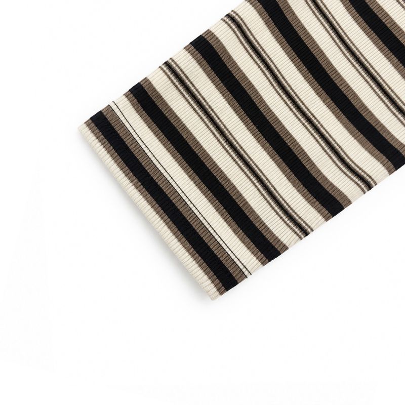 STRIPE OFF-SHOULDER TOP [BROWN]