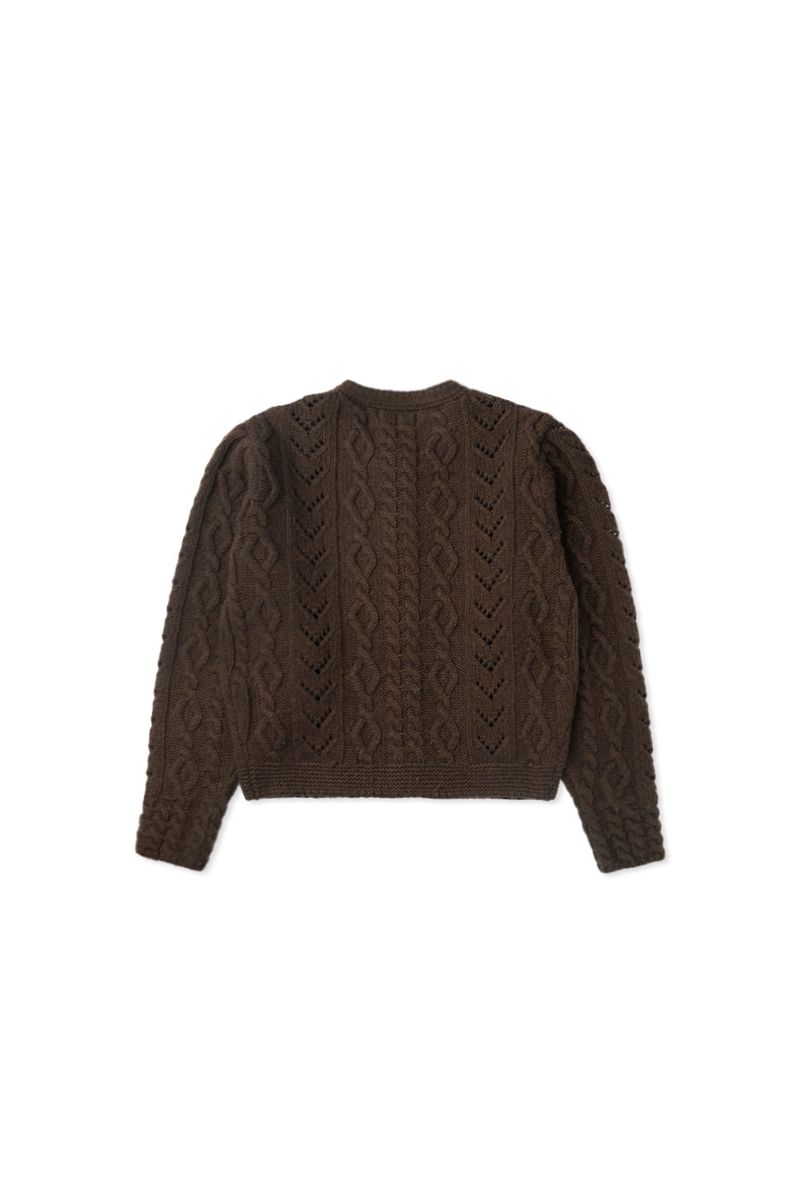 Grandma pom cardigan_brown