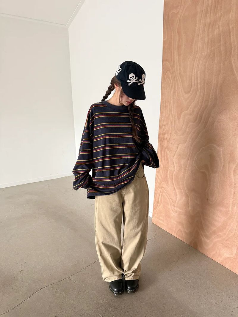 multi stripe boxy T