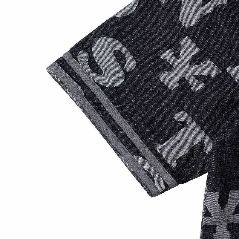 Letters Monogram Denim Jersey Shirt - Black