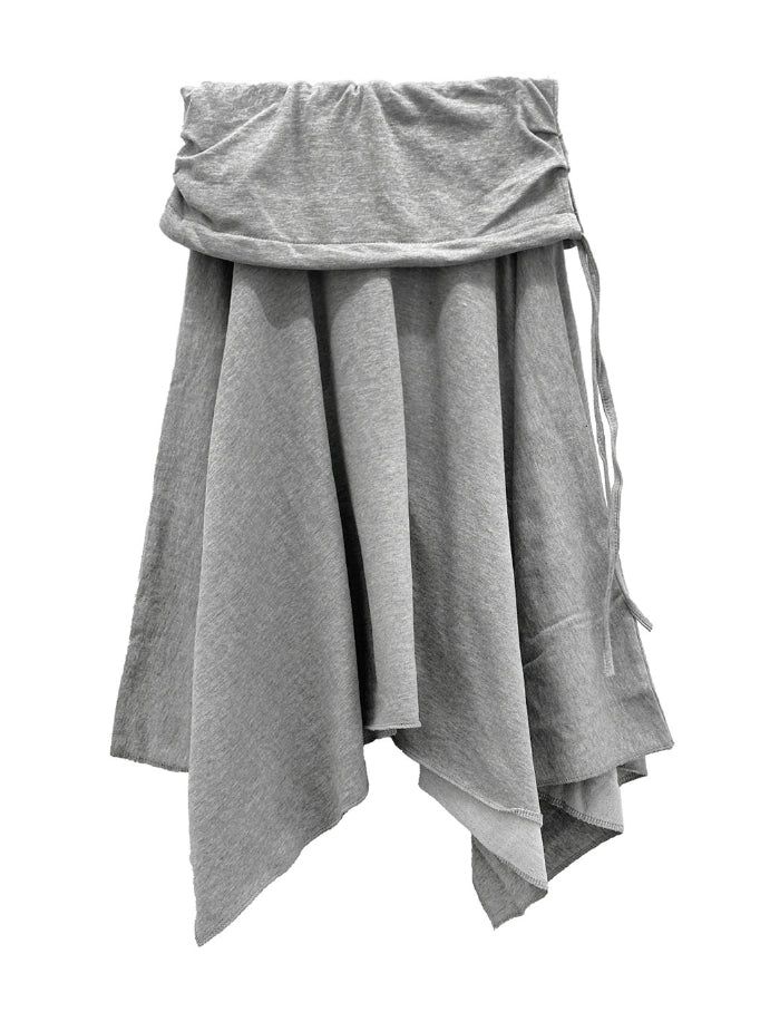 Folding Unbalanced Flare Midi Skirt