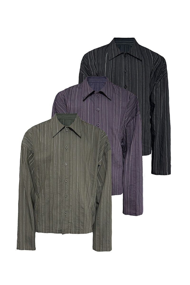 JCAESAR(ジュリウス・シーザー)の「Textured Striped Overshirt(Tops)」