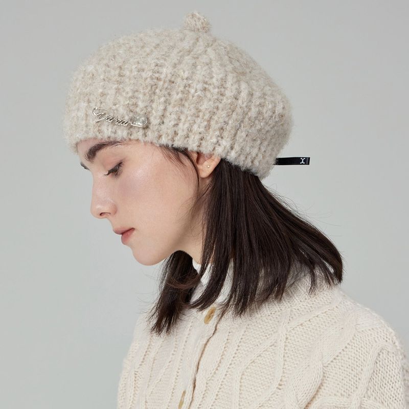 VARZAR Safety Pin Knit Beret / Oatmeal