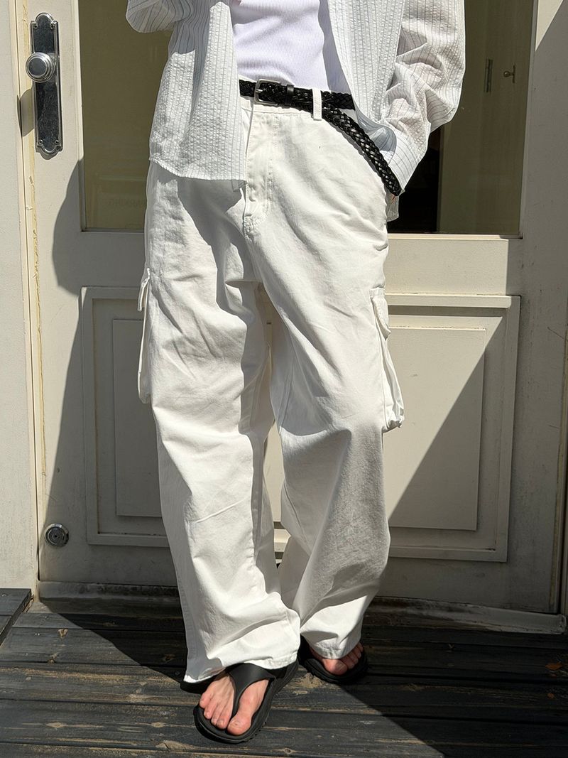 Solid semi wide cargo pants(2color)