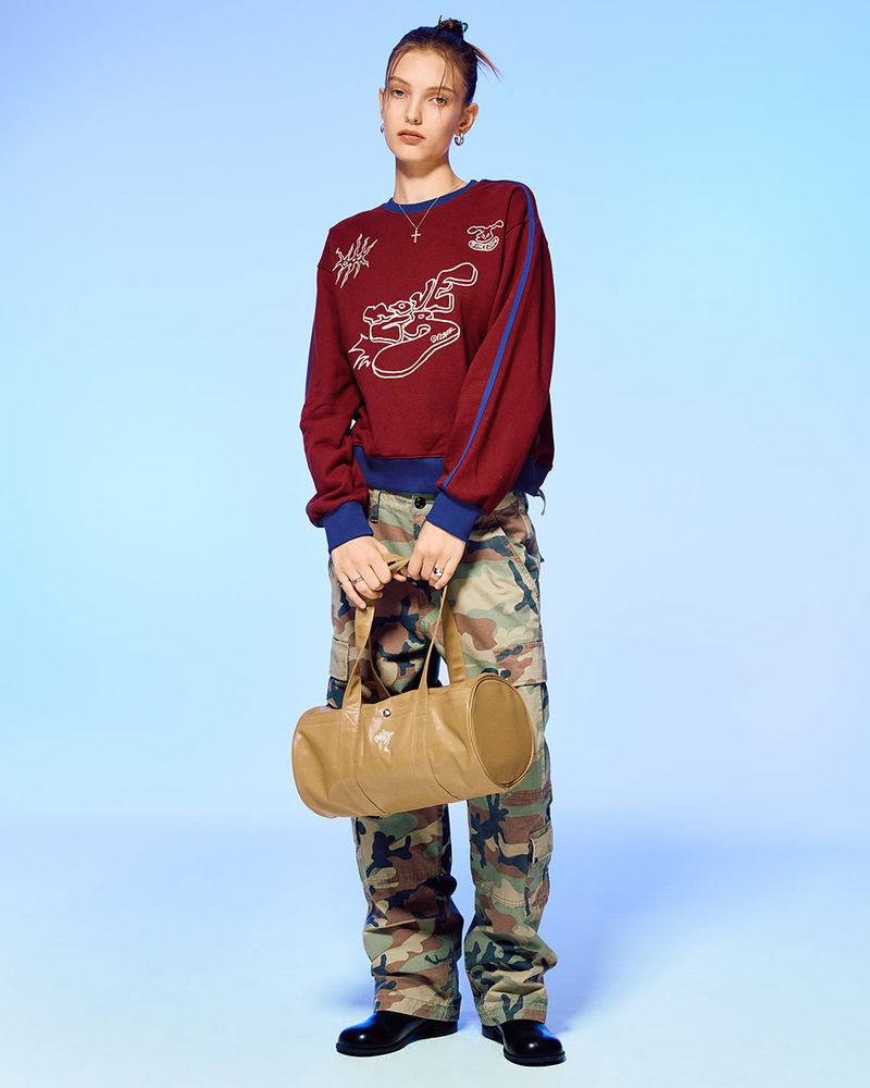 OLD SPORTS TEAM SWEATSHIRT-BURGUNDY