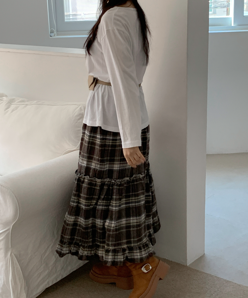 Sorbet Long Checkered Skirt