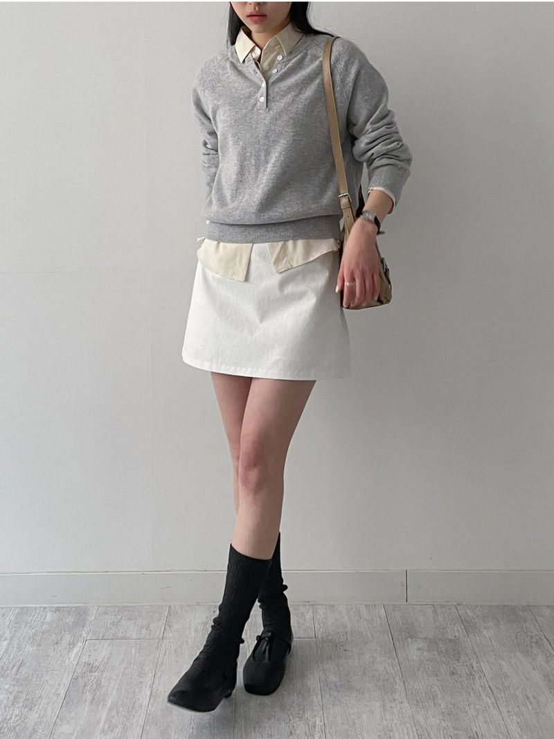 Cash Henley Neck Raglan Knit