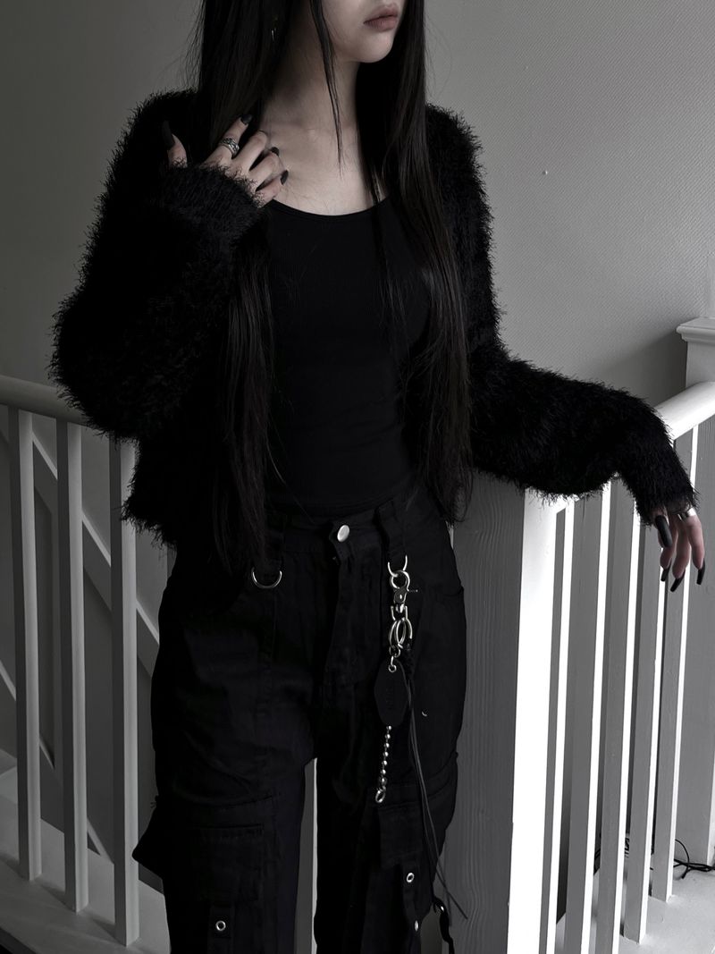 hitch fur crop cardigan (2color)