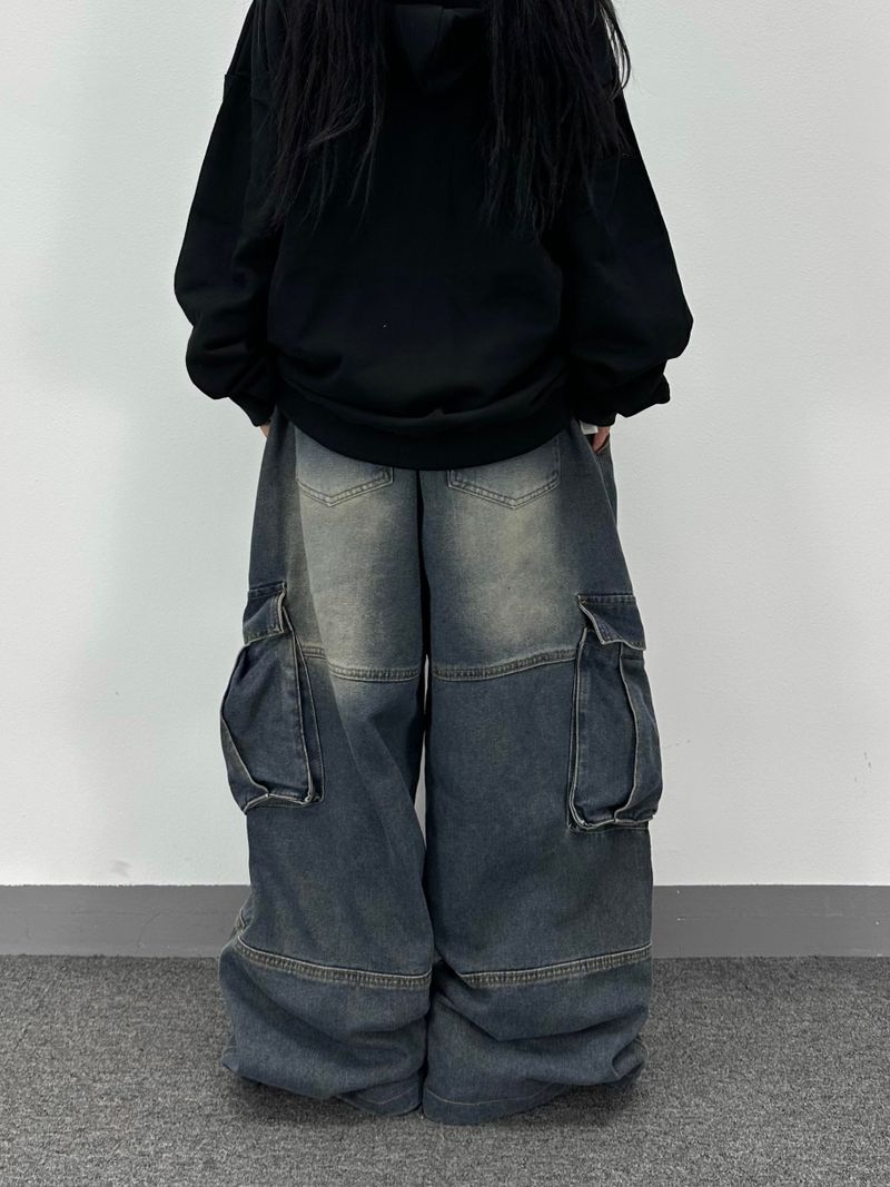 retro denim cargo pants
