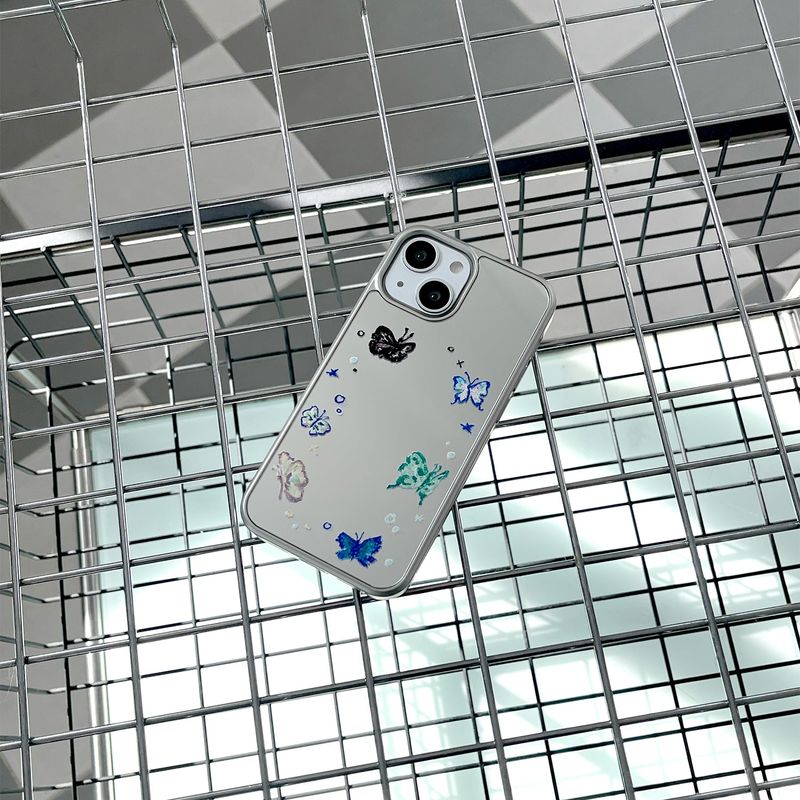 [MADE][Mirror Silver Bumper Case] Butterfly Drawing Mirror Case