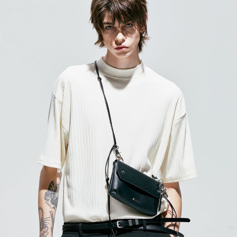 2way rib mock neck t-shirt ivory