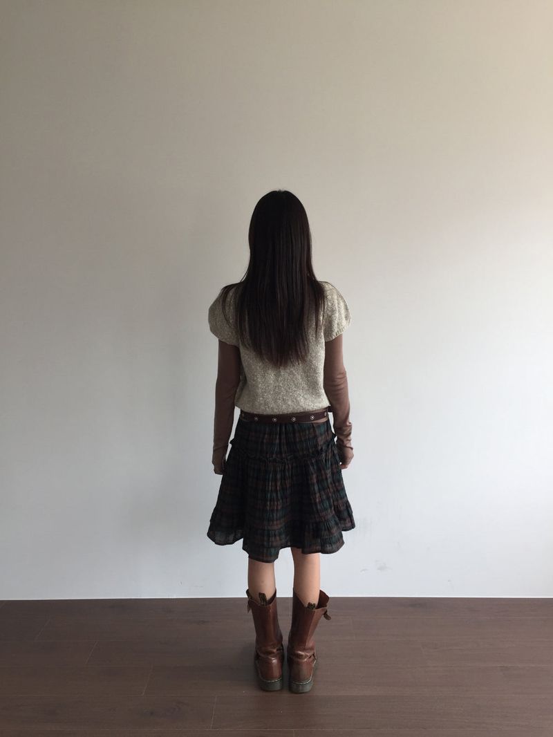 Kiko cap sleeve half knit (2color)