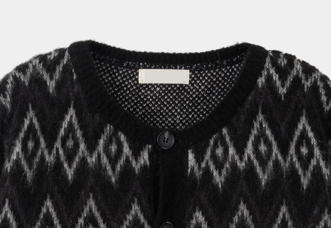 Loeeller Shadow Diamond Jacquard Brushed Overfit Knit Cardigan