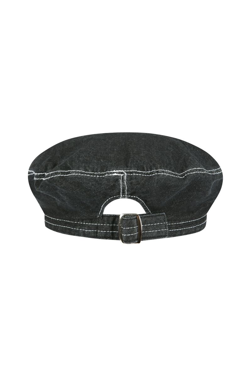 Black Blue Buckle Beret