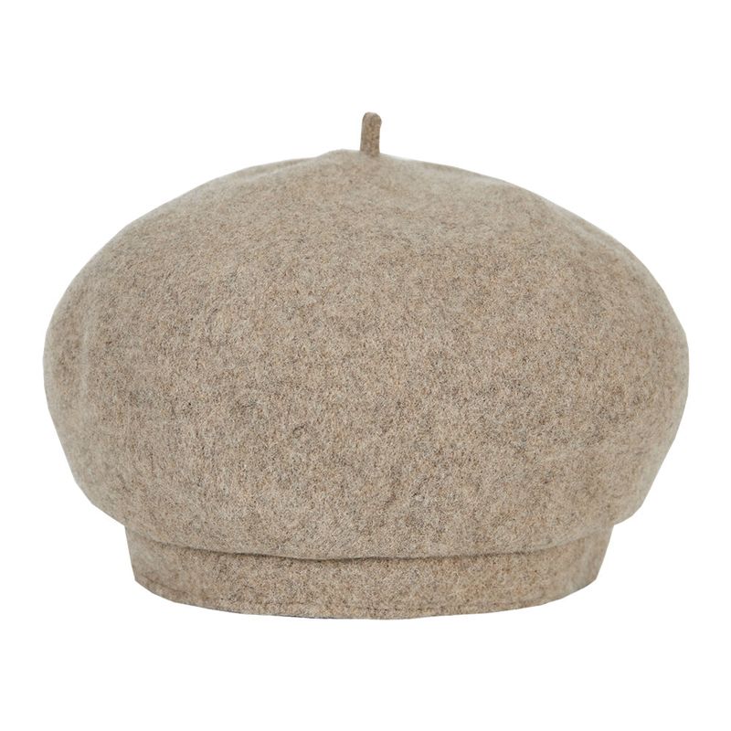 Stud logo wool beret beige