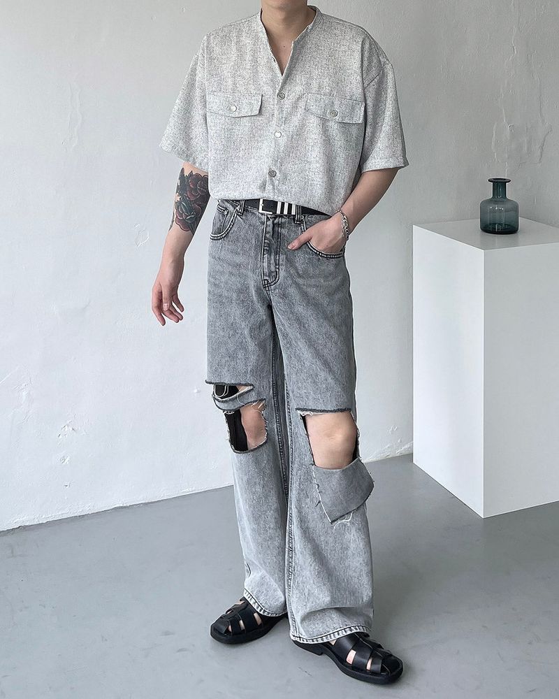 CR Tweed Round Half Shirt (2 colors)