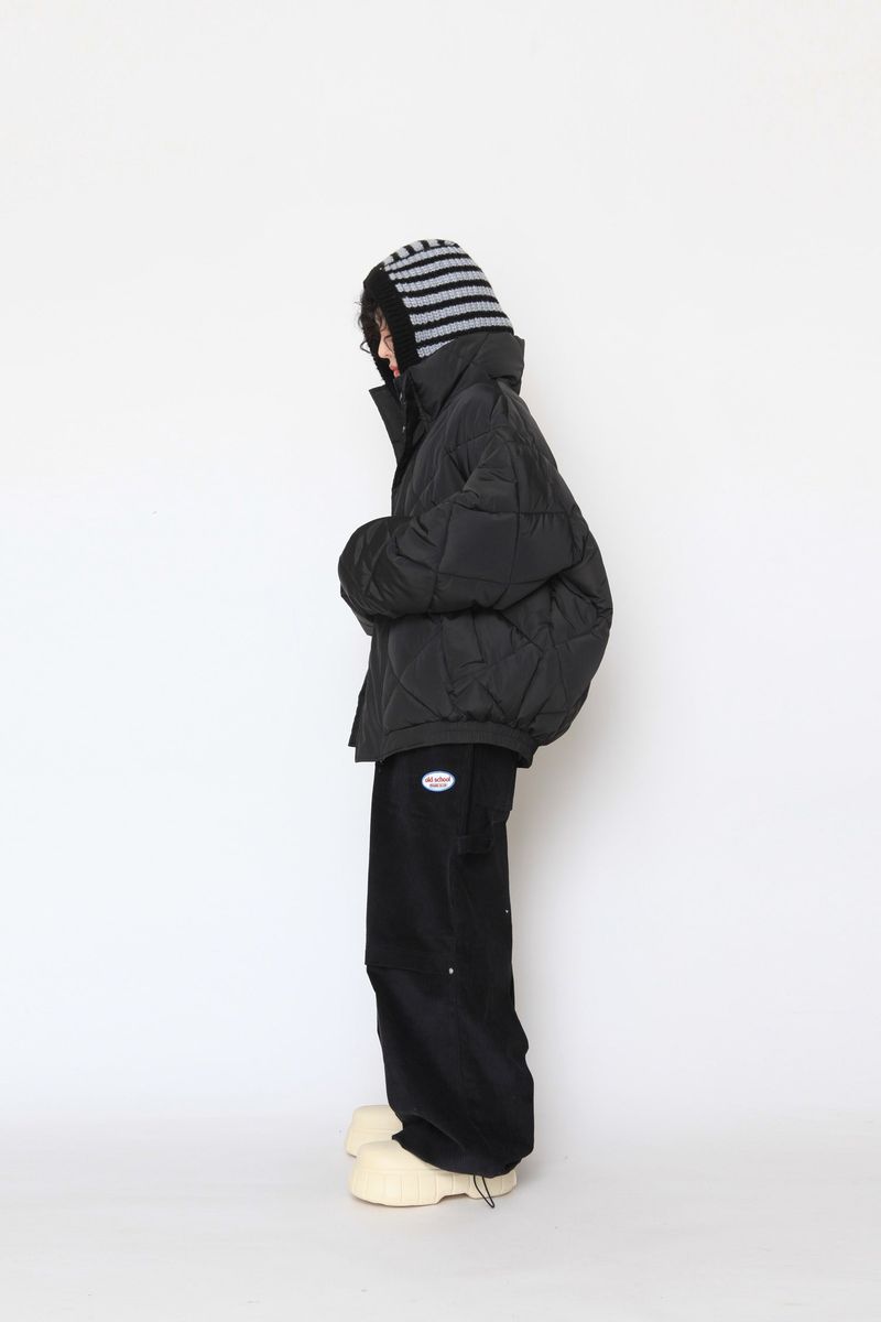 high-neck quilting padded jumper