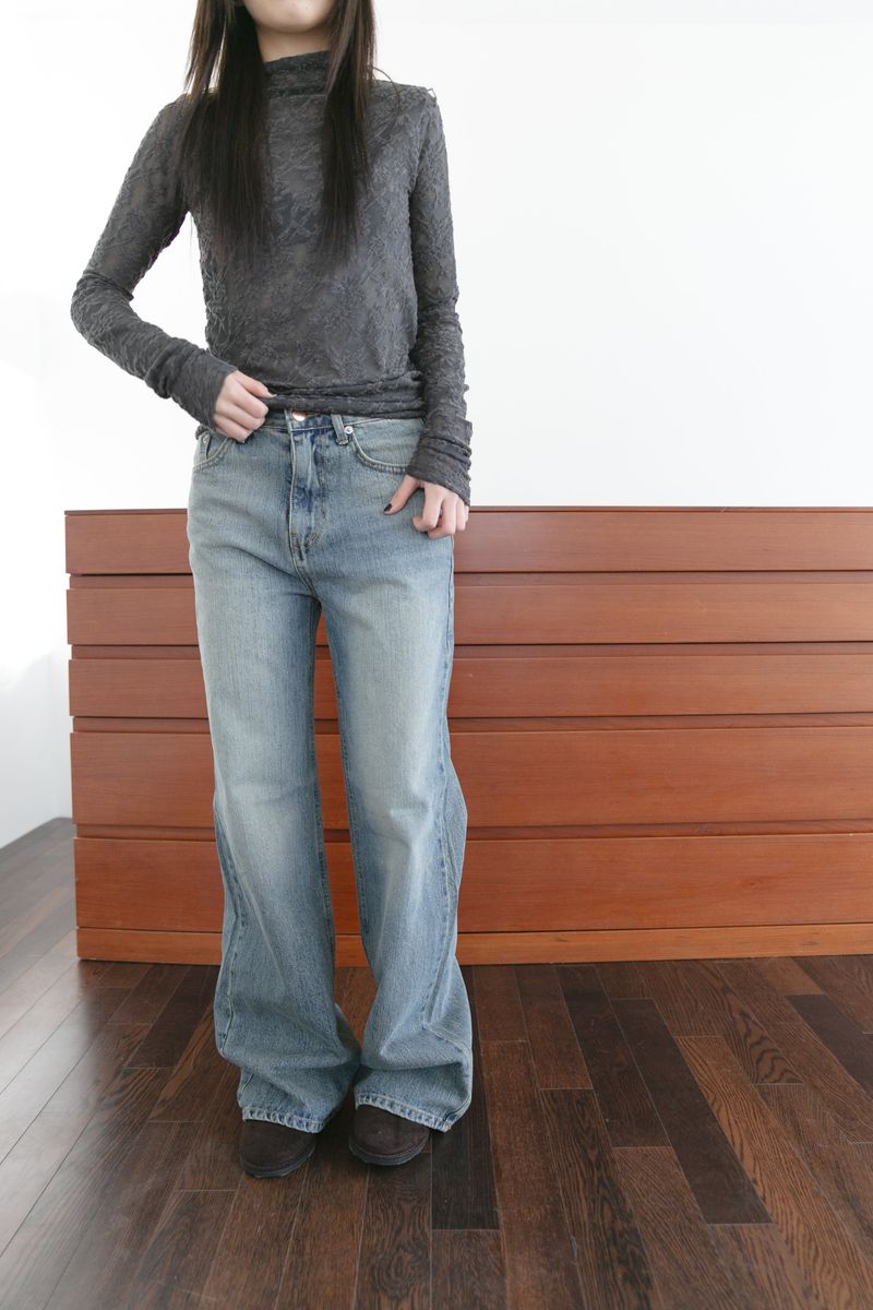 semi bootscut middle rise jean(S-L)