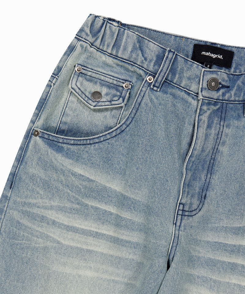WASHED POCKET DENIM PANTS_BLUE