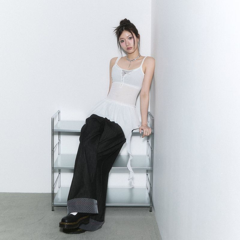(2nd reorder) frill layered sleeveless - ivory