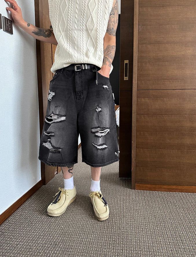 No.0250 damage 7 denim SHORTS