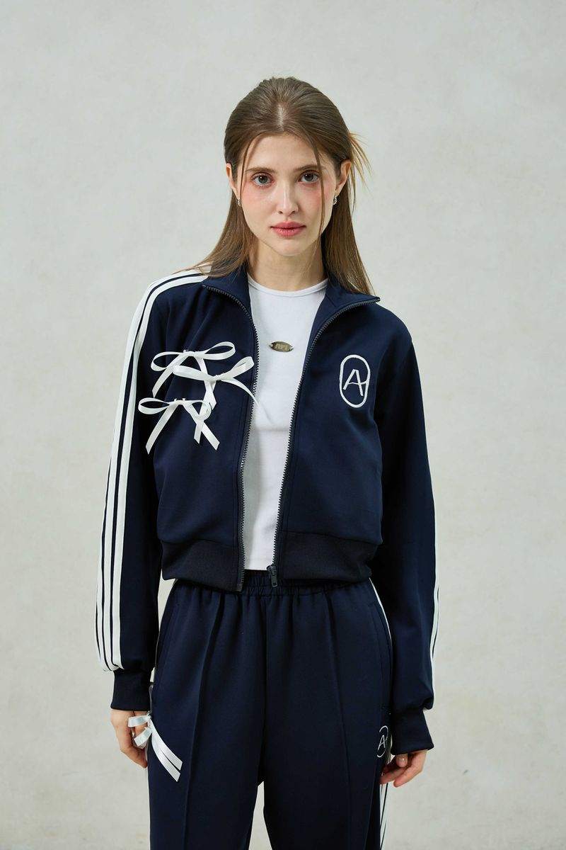 RIBBON JERSEY TRACK TOP / NAVY