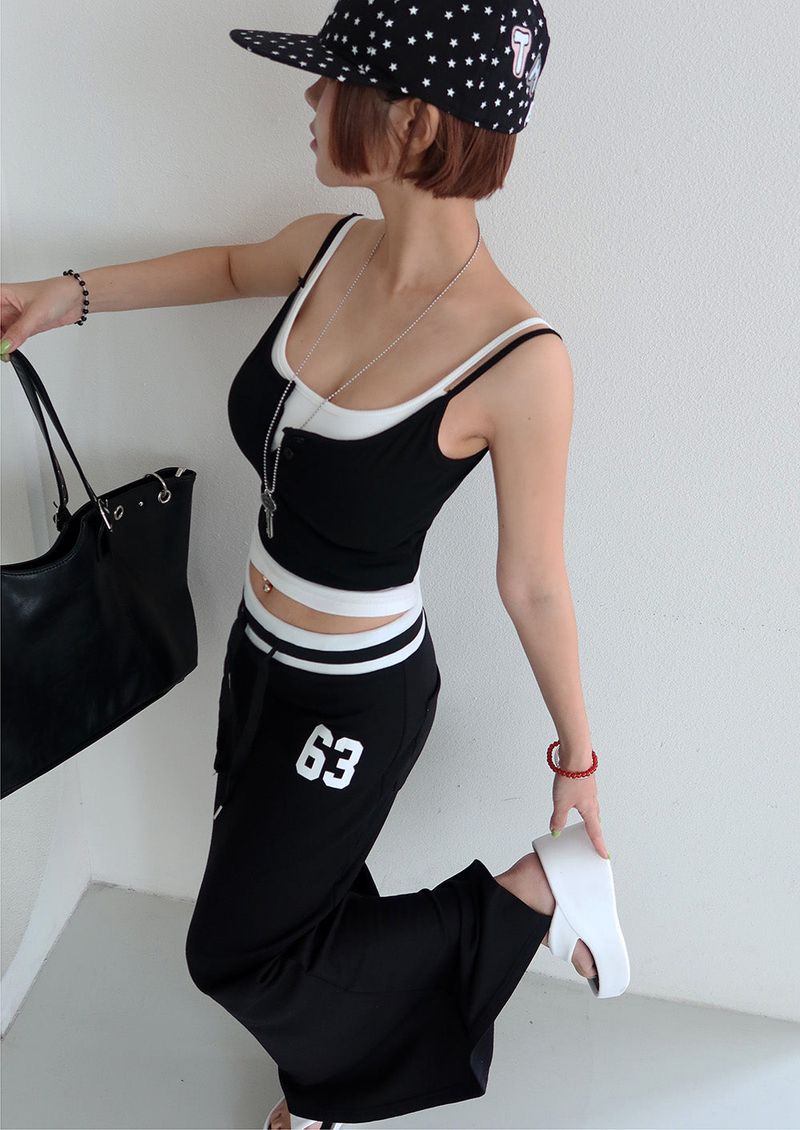 Color Layered Double Button Sleeveless