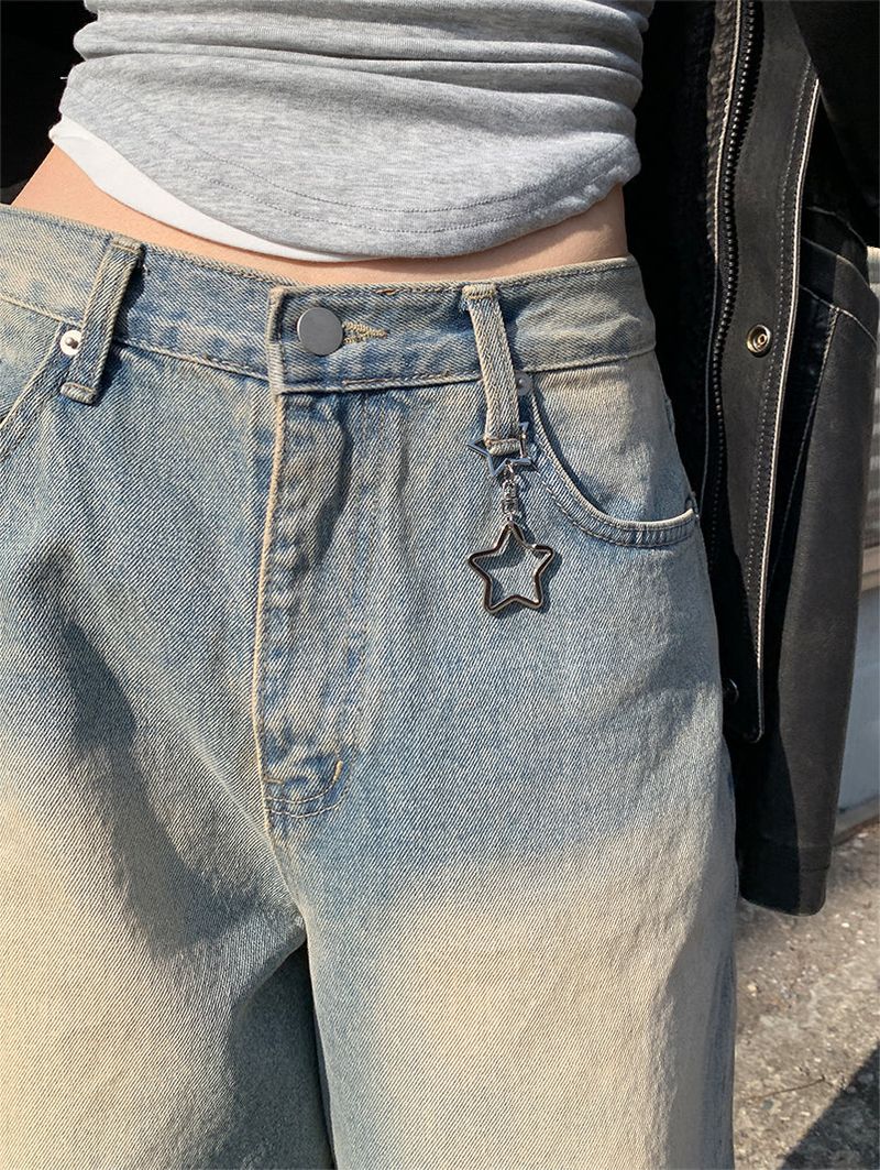 KEYRING WASHED WIDE JEANS