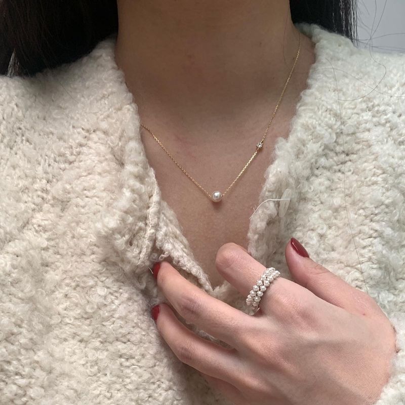 (silver925) パールキュービックネックレス *gold